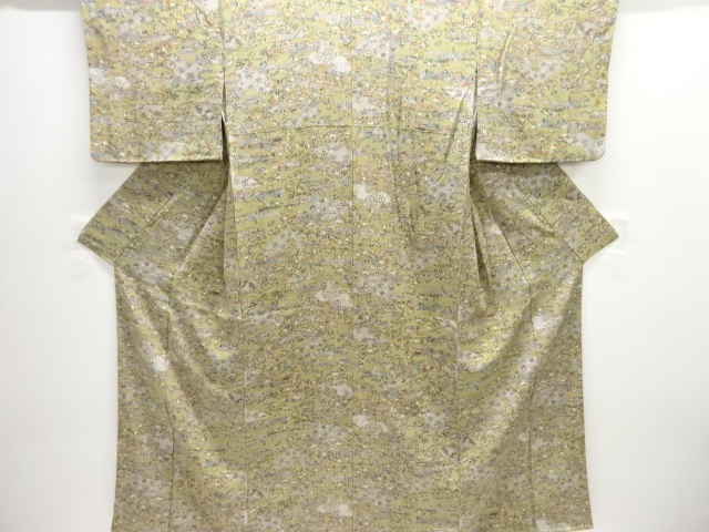 家屋に時代人物模様小紋着物